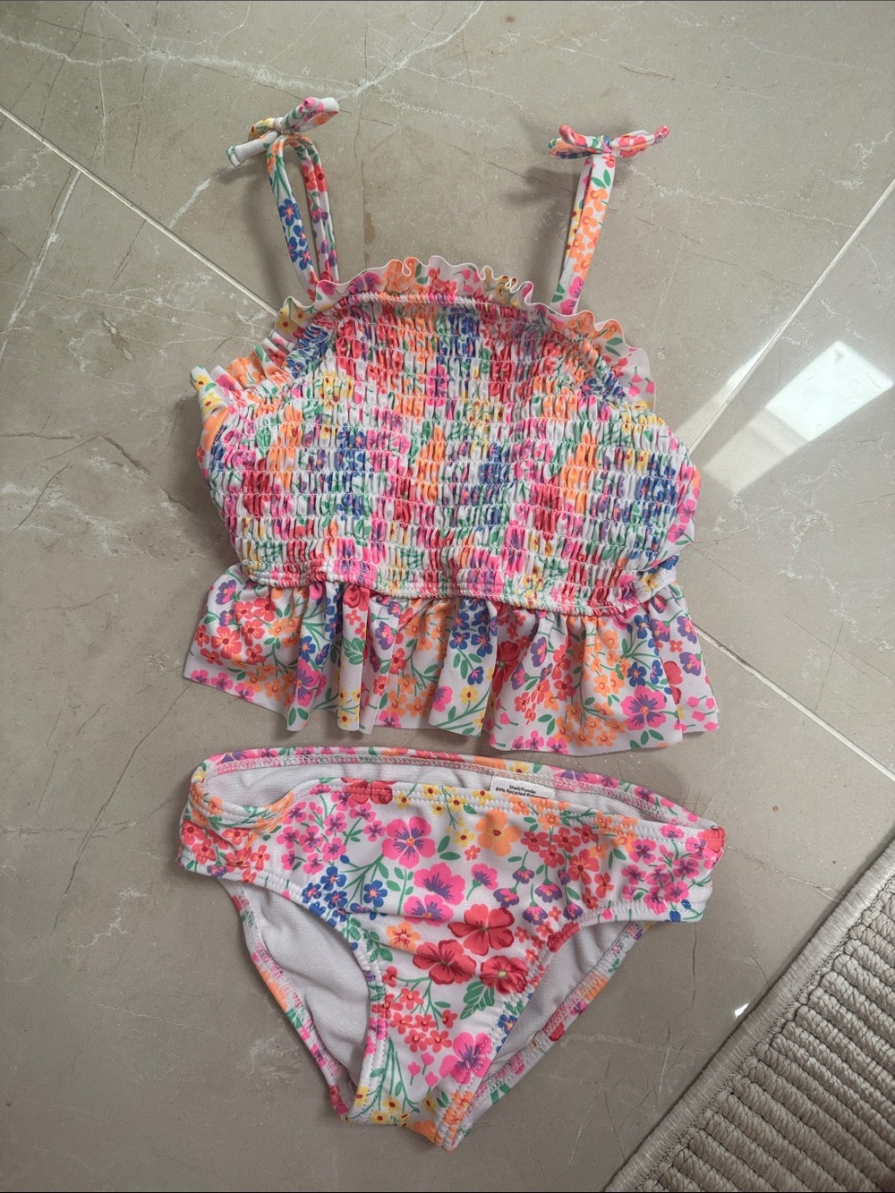 Girls Floral Ruffle swimsuit Set - Multicolor